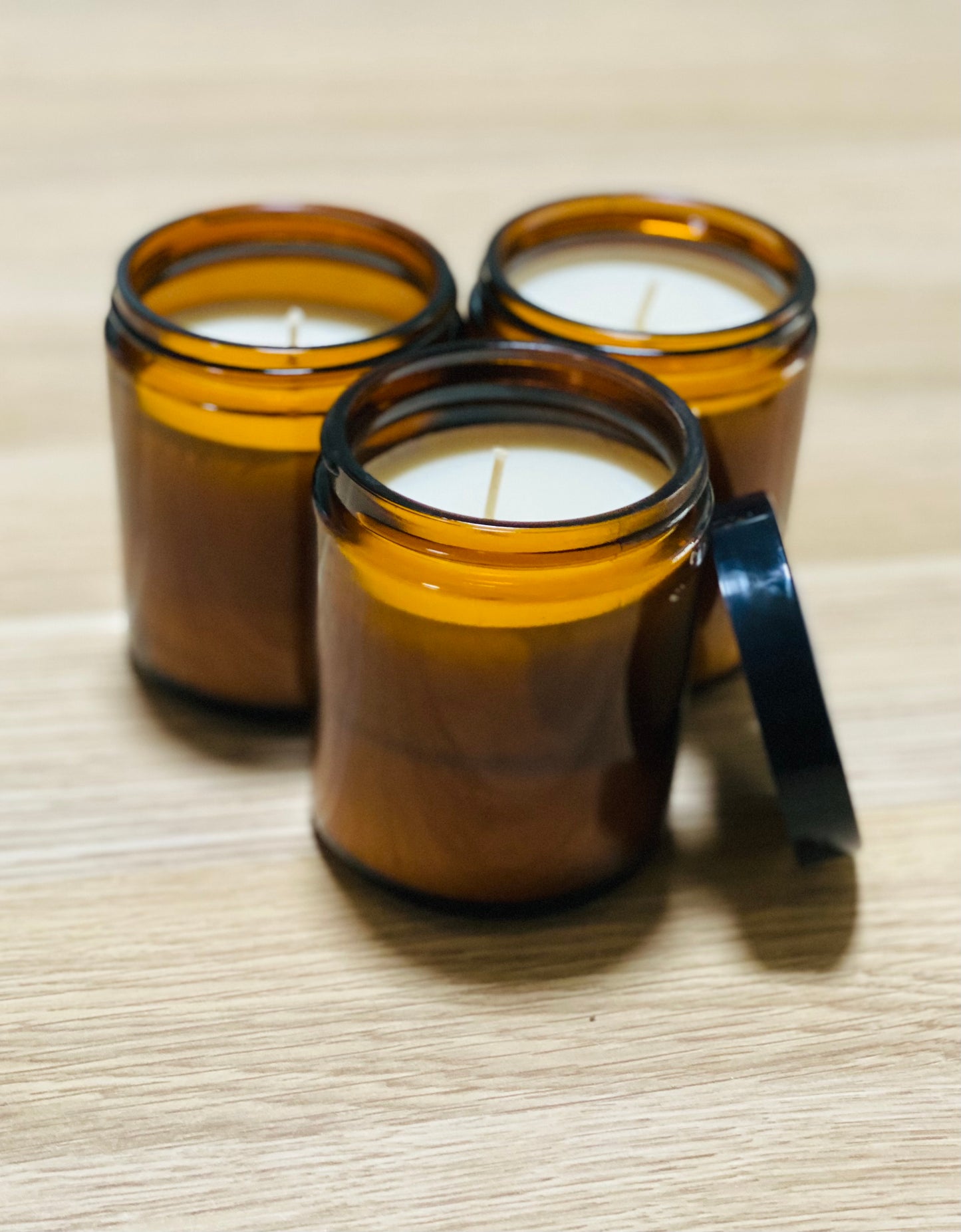 Amber Glass Candle with lid
